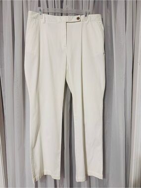 Lands' End White Straight-Leg Chinos Size 14